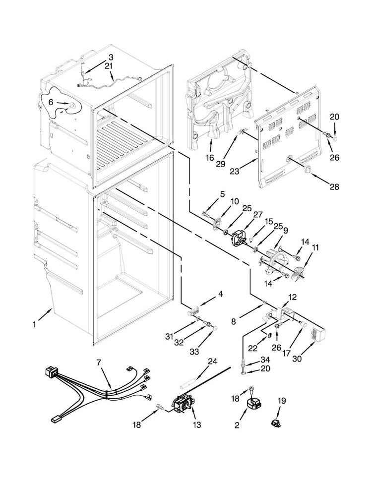 Liner Parts Diagram and Parts List for WRT111SFDW00  Whirlpool Refrigerator