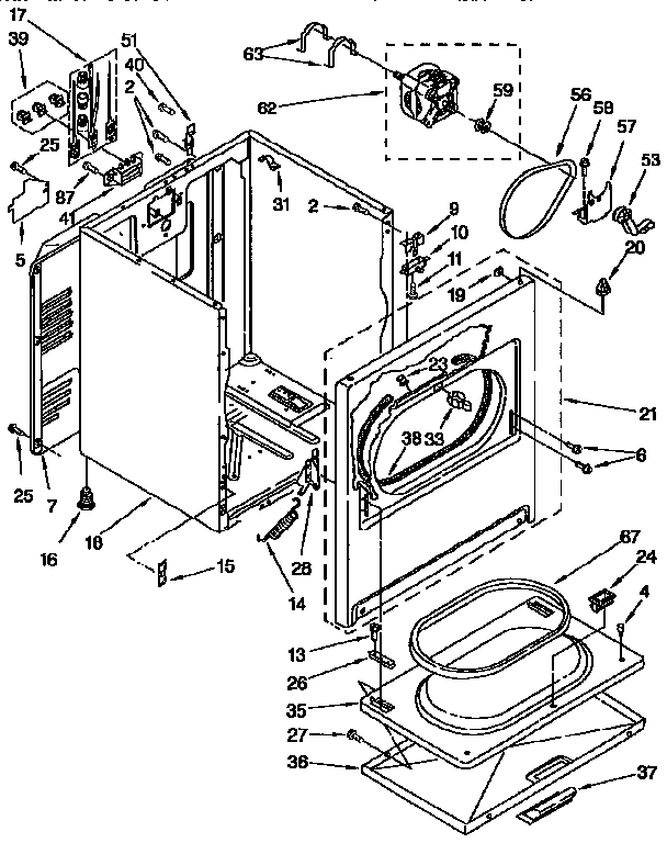 Cabinet Diagram and Parts List for LEC6858AQ3  Whirlpool Dryer