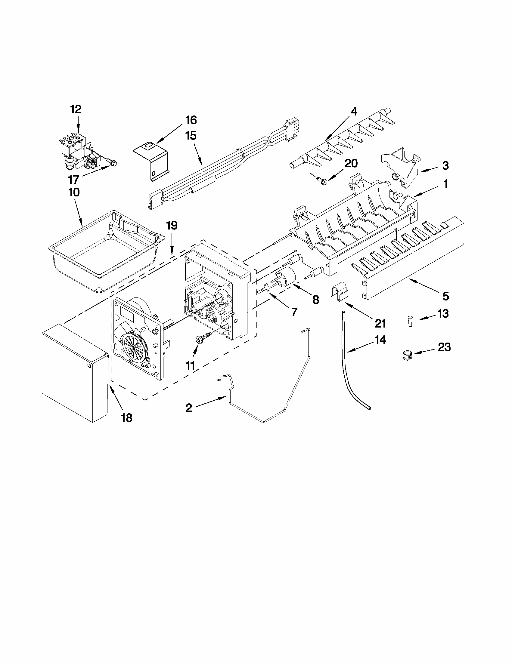 Icemaker Parts Diagram and Parts List for 59679533015  Kenmore Refrigerator