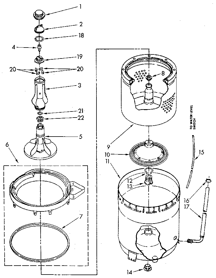 Agitator, Basket And Tub Diagram and Parts List for LA7800XSM2  Whirlpool Washer