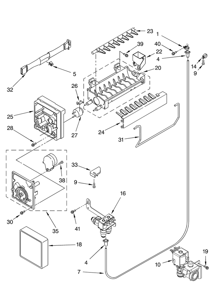 Ice Maker Diagram and Parts List for KTRA22ELBT01  KitchenAid Refrigerator