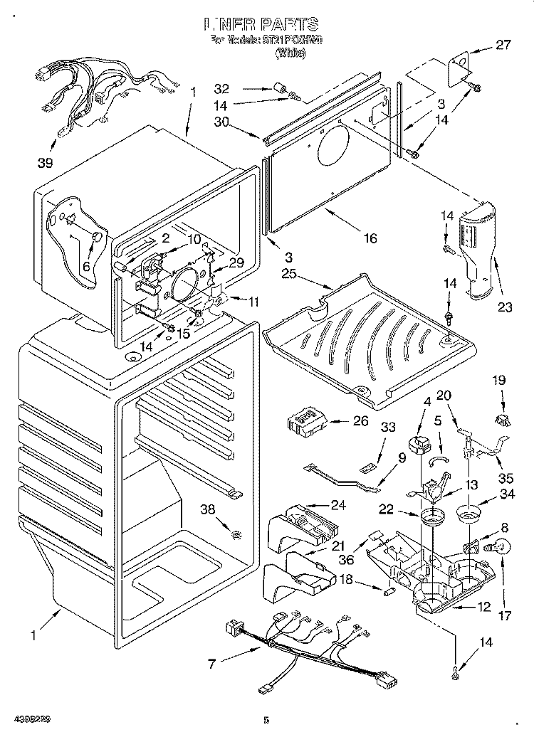 LINER Diagram and Parts List for ST21PKXHW00  Whirlpool Refrigerator