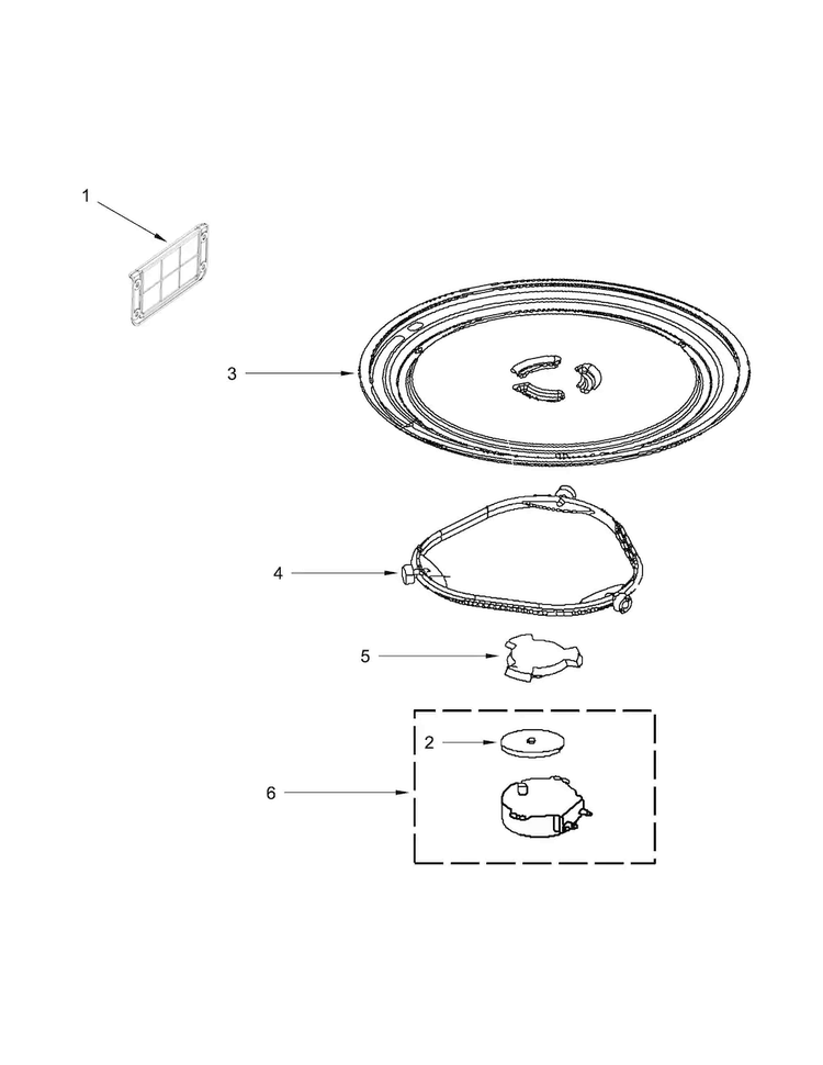 Turntable Parts Diagram and Parts List for WMH31017FS0  Whirlpool Microwave