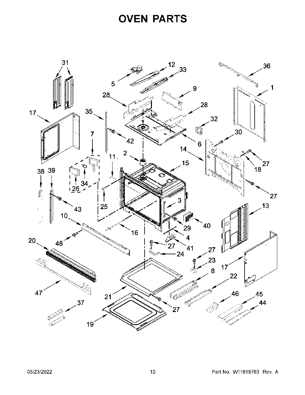Oven Parts Diagram and Parts List for KOCE900HBS20  KitchenAid Microwave Oven Combo