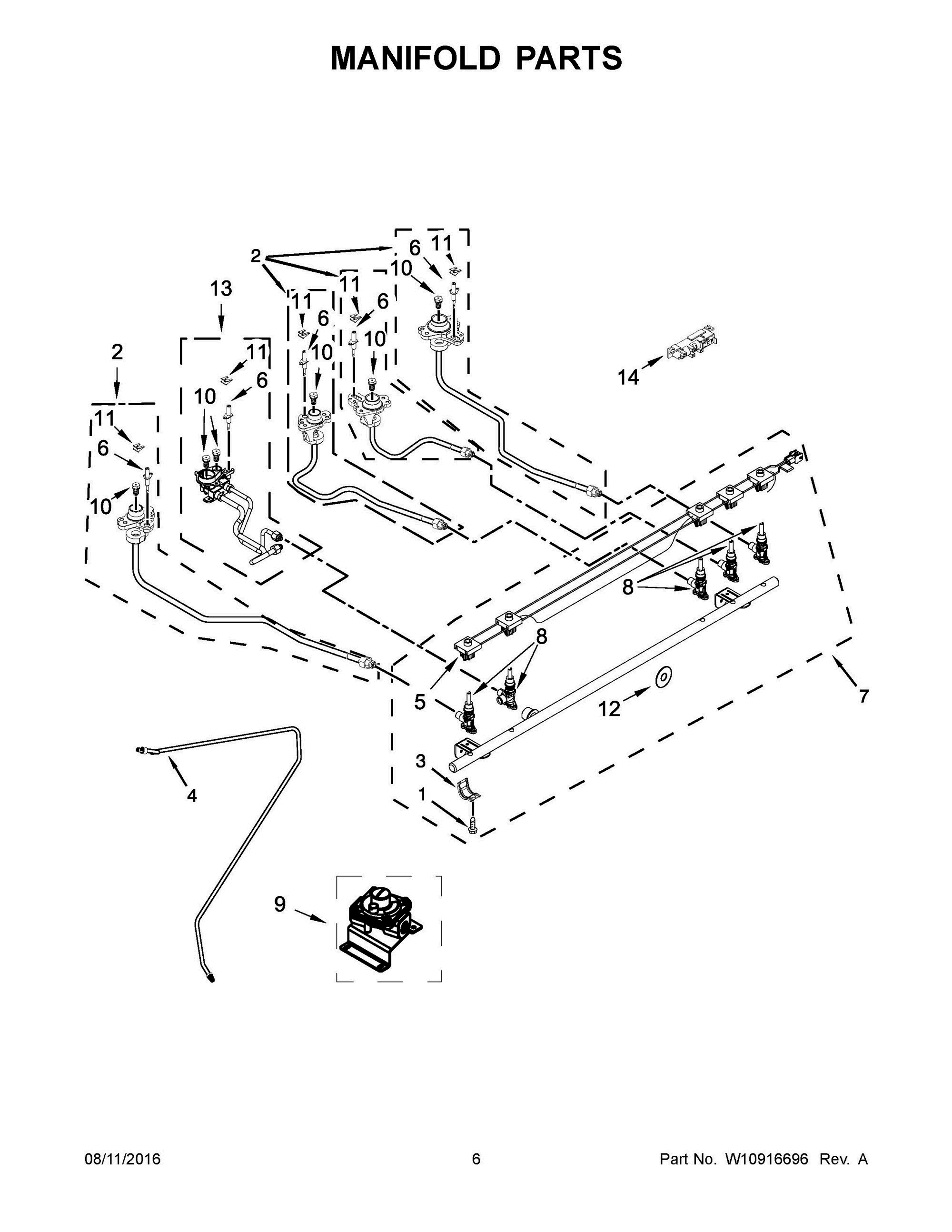 04 - MANIFOLD PARTS Diagram and Parts List for YKSDB900ESS1  Whirlpool Range