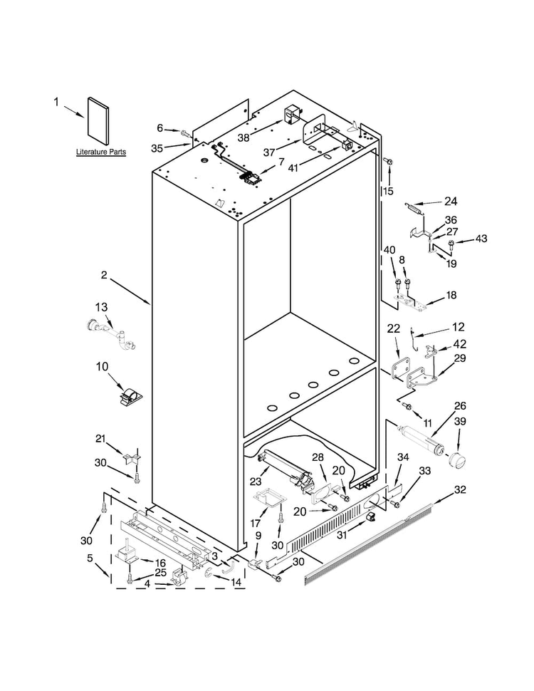 Cabinet Parts Diagram and Parts List for KBBR306ESS00  KitchenAid Refrigerator