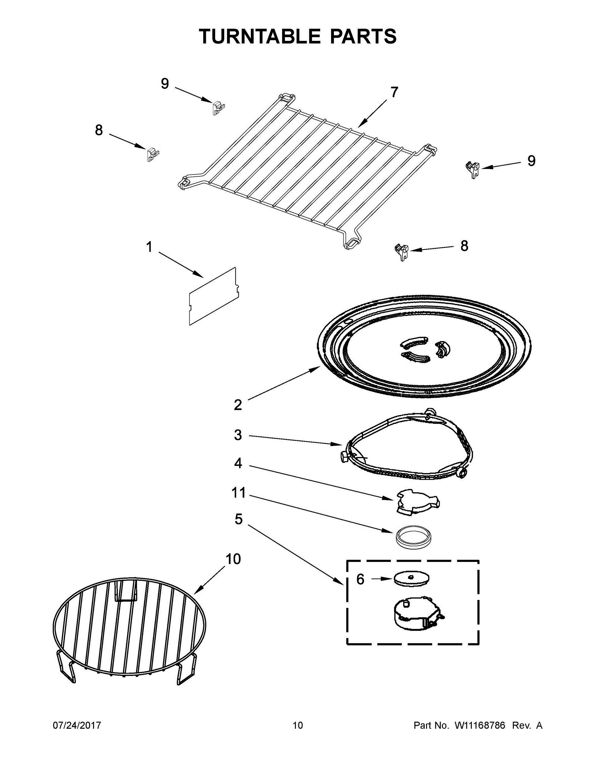 06 - TURNTABLE PARTS Diagram and Parts List for JMV9196CS2  Whirlpool Microwave Oven Combo