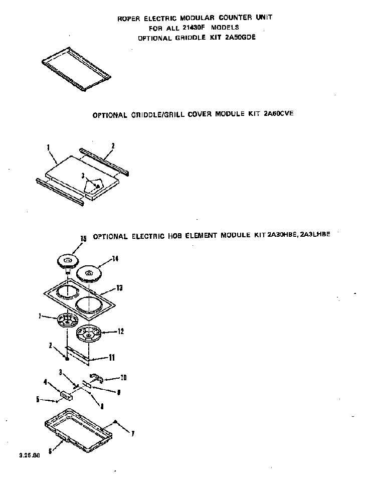 ^griddle Kit Diagram and Parts List for 2143*0F  Roper Range