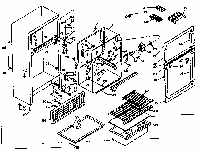 Cabinet Parts Diagram and Parts List for 106U12DAL  Kenmore Refrigerator