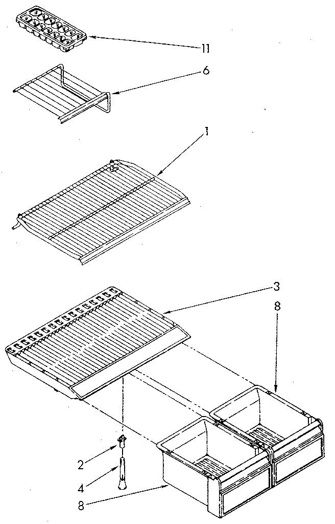 Shelf Diagram and Parts List for ET16JKXSN02  Whirlpool Refrigerator