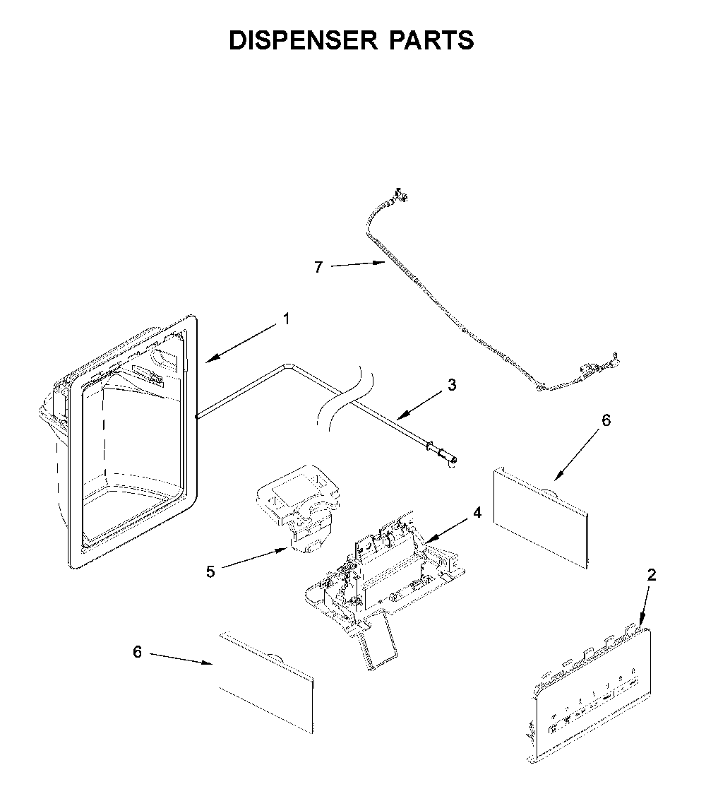 Dispenser parts Diagram and Parts List for WRS321SDHV05  Whirlpool Refrigerator