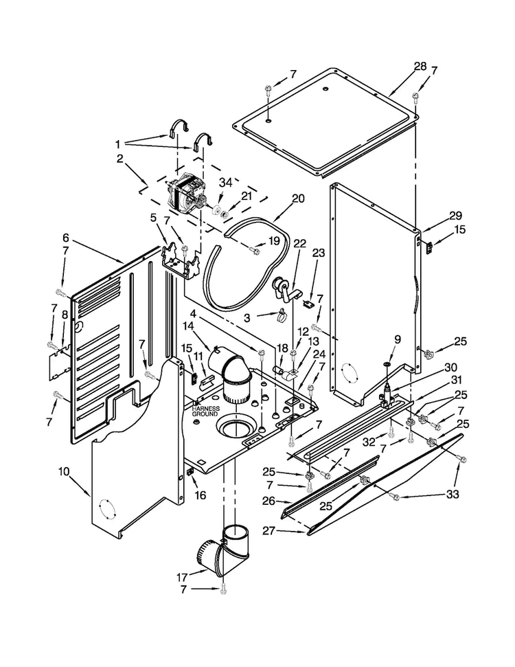 Dryer Cabinet And Motor Parts Diagram and Parts List for LTG5243DQC  Whirlpool Washer Dryer Combo
