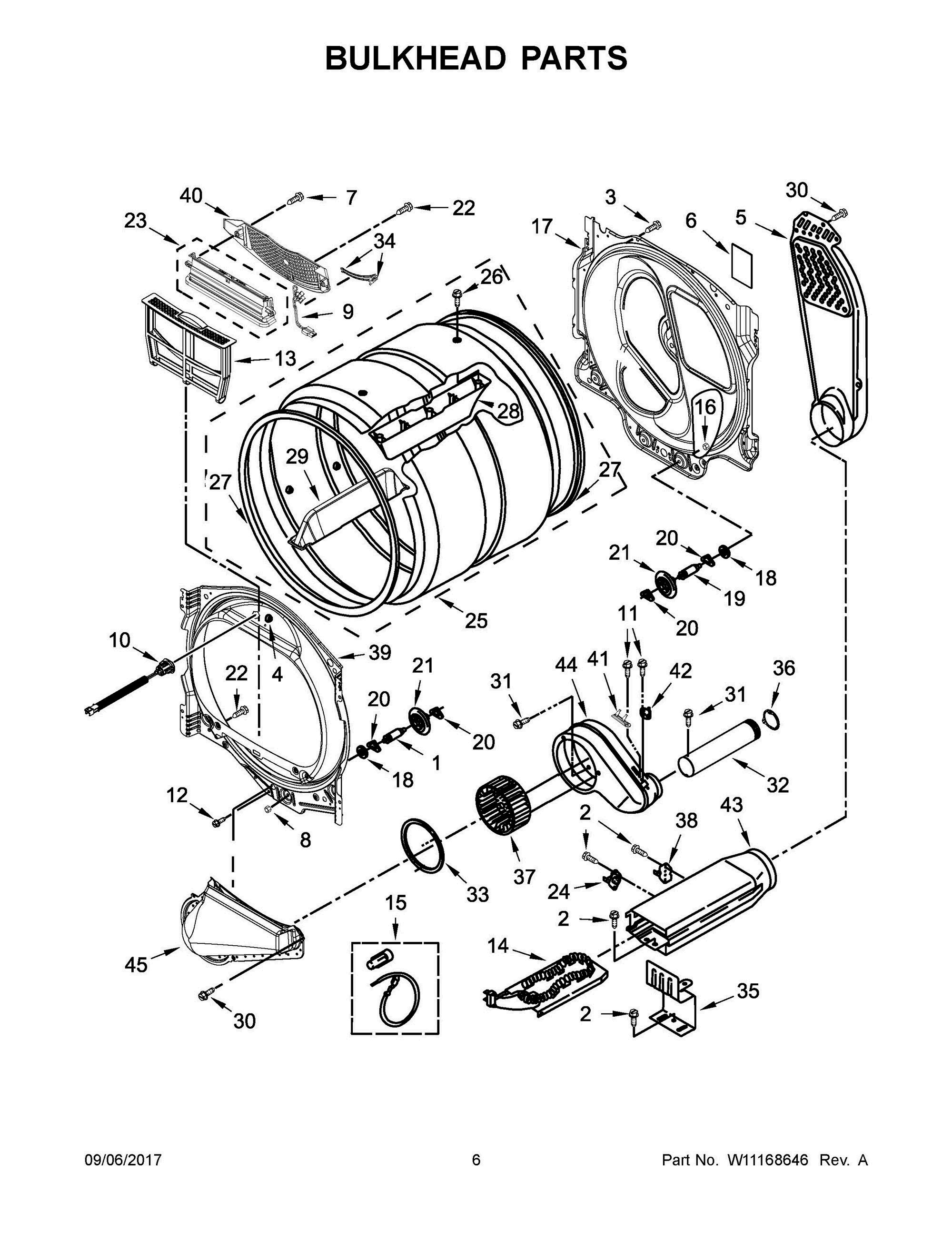04 - BULKHEAD PARTS Diagram and Parts List for MEDB835DC4  Whirlpool Dryer