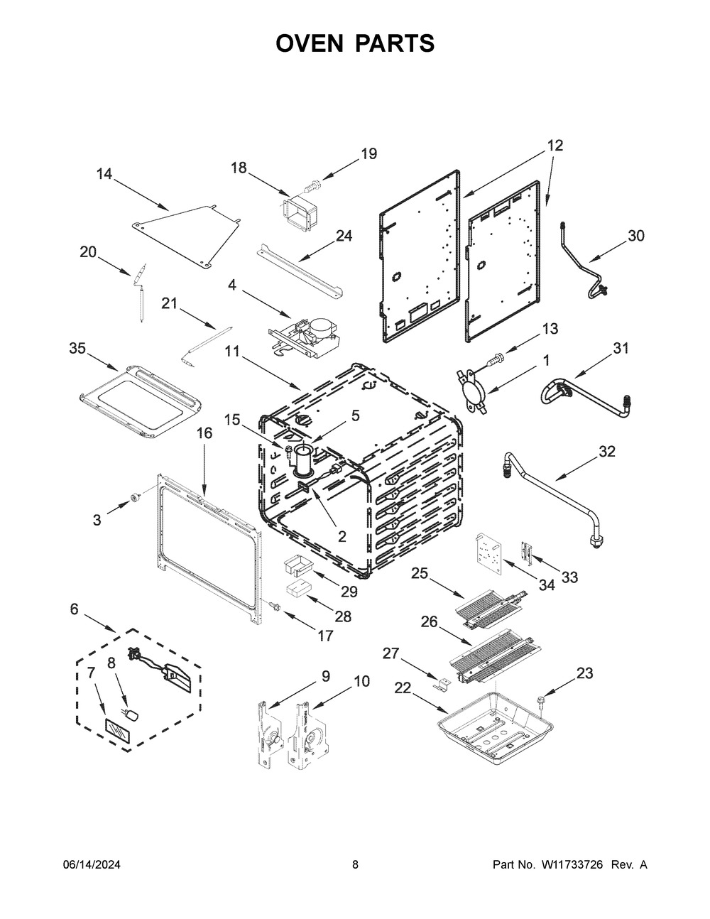 Oven Parts Diagram and Parts List for KFGC506JMH07  KitchenAid Range