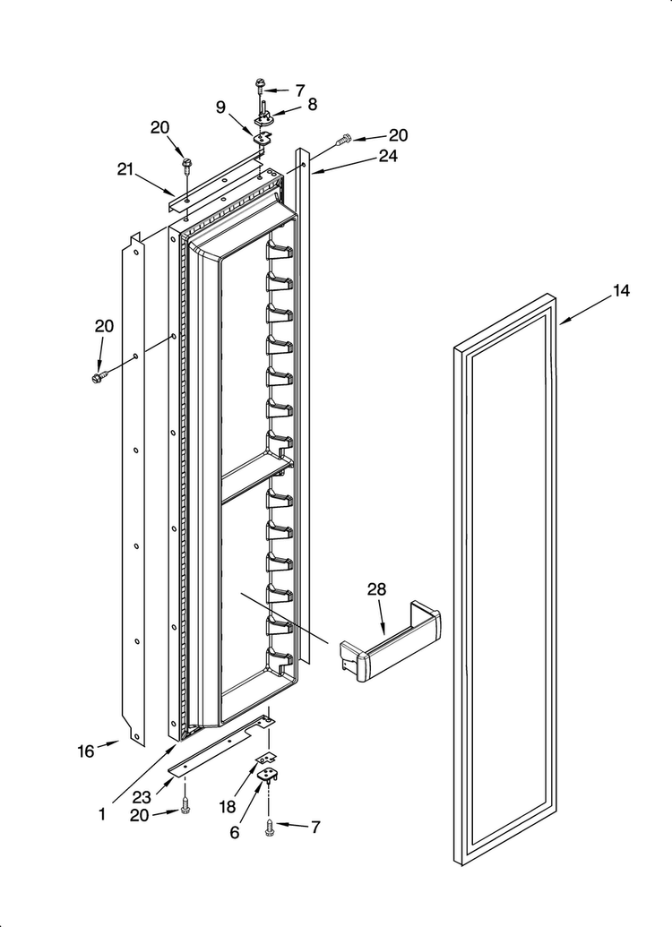 Freezer Door Parts Diagram and Parts List for KSSS48FMX03  KitchenAid Refrigerator