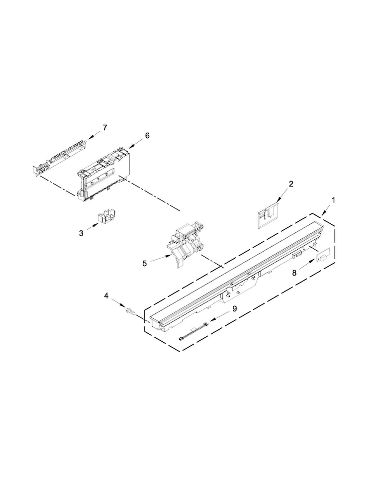Control Panel And Latch Parts Diagram and Parts List for KUDE48FXSS6  KitchenAid Dishwasher