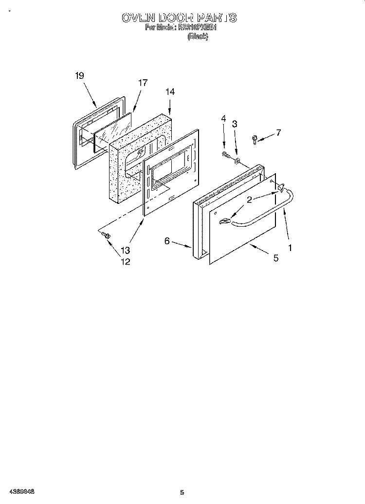 SECTION Diagram and Parts List for RS310PXEB1  Whirlpool Range