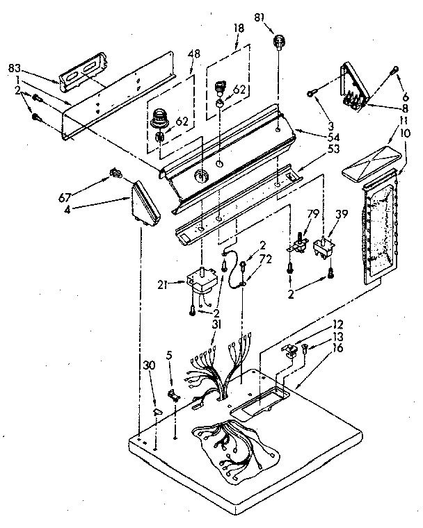 Top And Console Diagram and Parts List for LE5700XSNW  Whirlpool Dryer