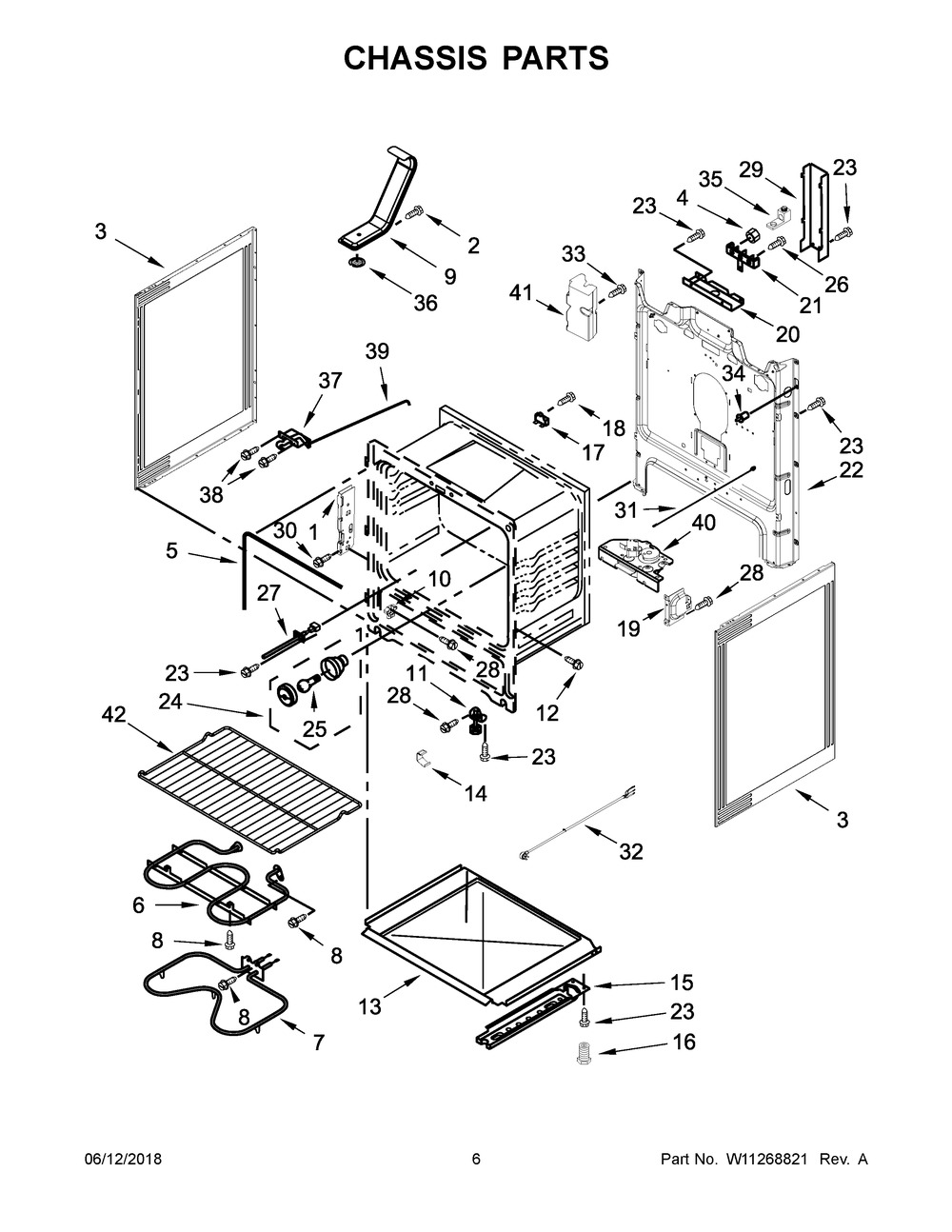 Chassis Parts Diagram and Parts List for YWFE510S0HB0  Whirlpool Range