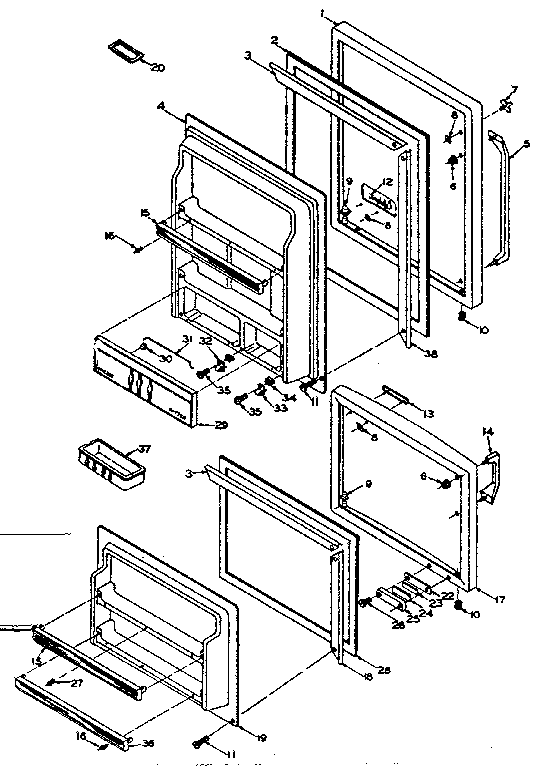 Door Parts Diagram and Parts List for 106S14FL1  Kenmore Refrigerator