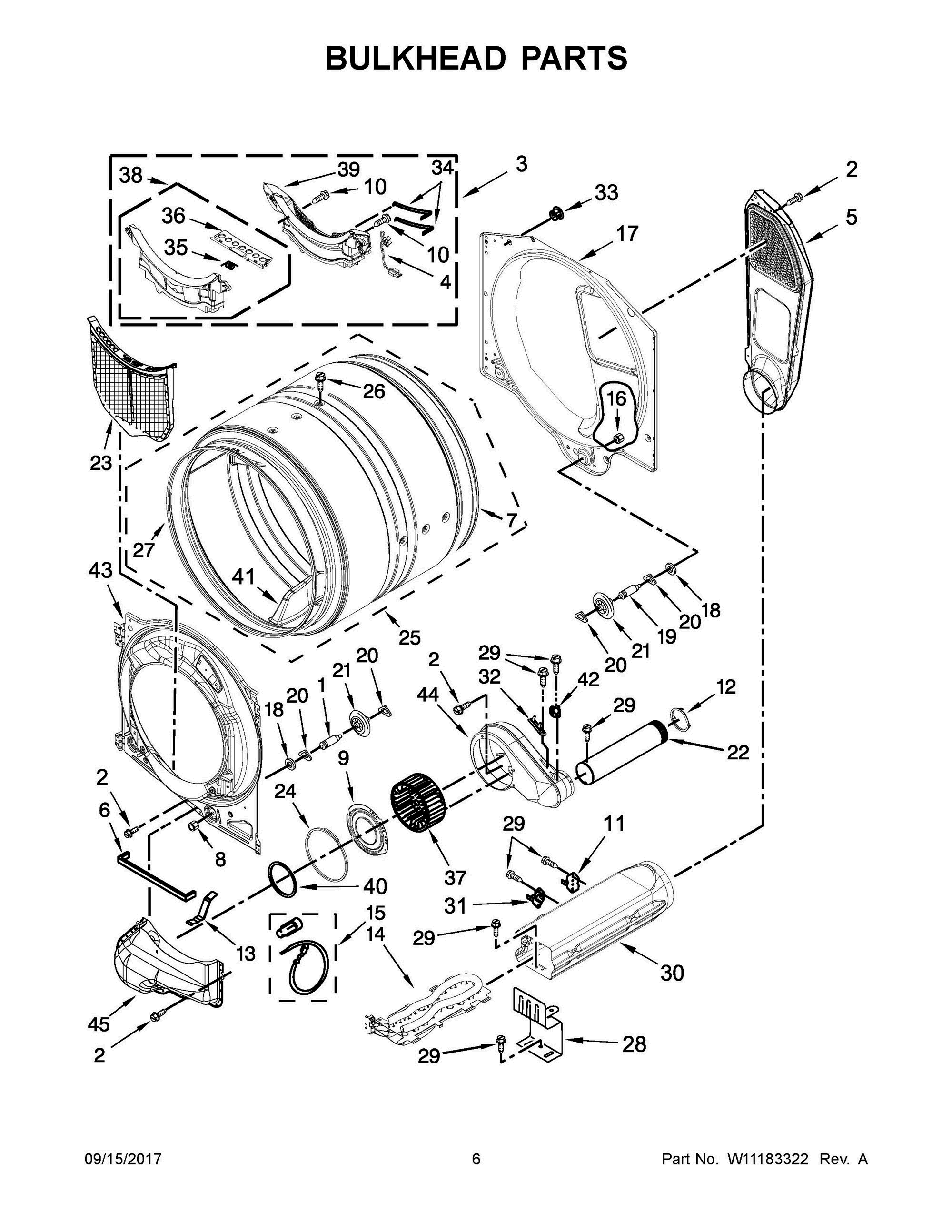 04 - BULKHEAD PARTS Diagram and Parts List for YNED5800DW2  Whirlpool Dryer
