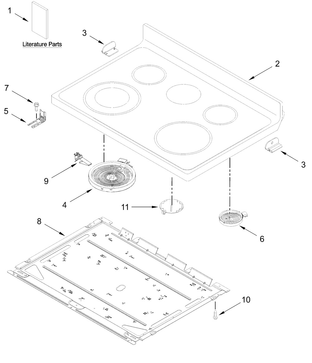 Cooktop Parts Diagram and Parts List for ZREW3886RS0  Whirlpool Range