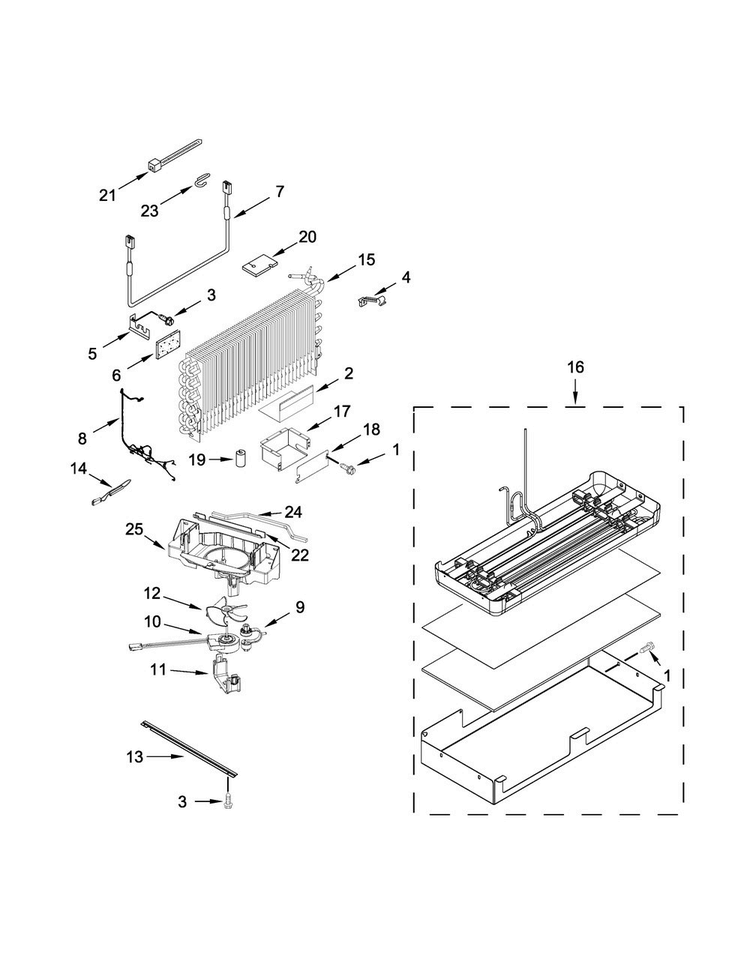 Lower Unit And Tube Parts Diagram and Parts List for KBFN502EPA00  KitchenAid Refrigerator