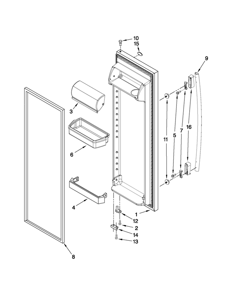Refrigerator Door Parts Diagram and Parts List for 10641563805  Kenmore Refrigerator