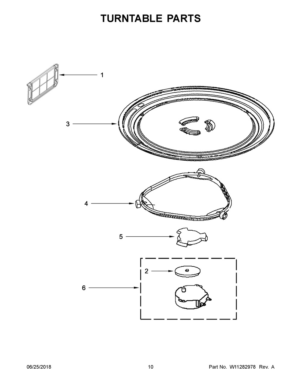 Turntable Parts Diagram and Parts List for YWMH31017FB1  Whirlpool Microwave