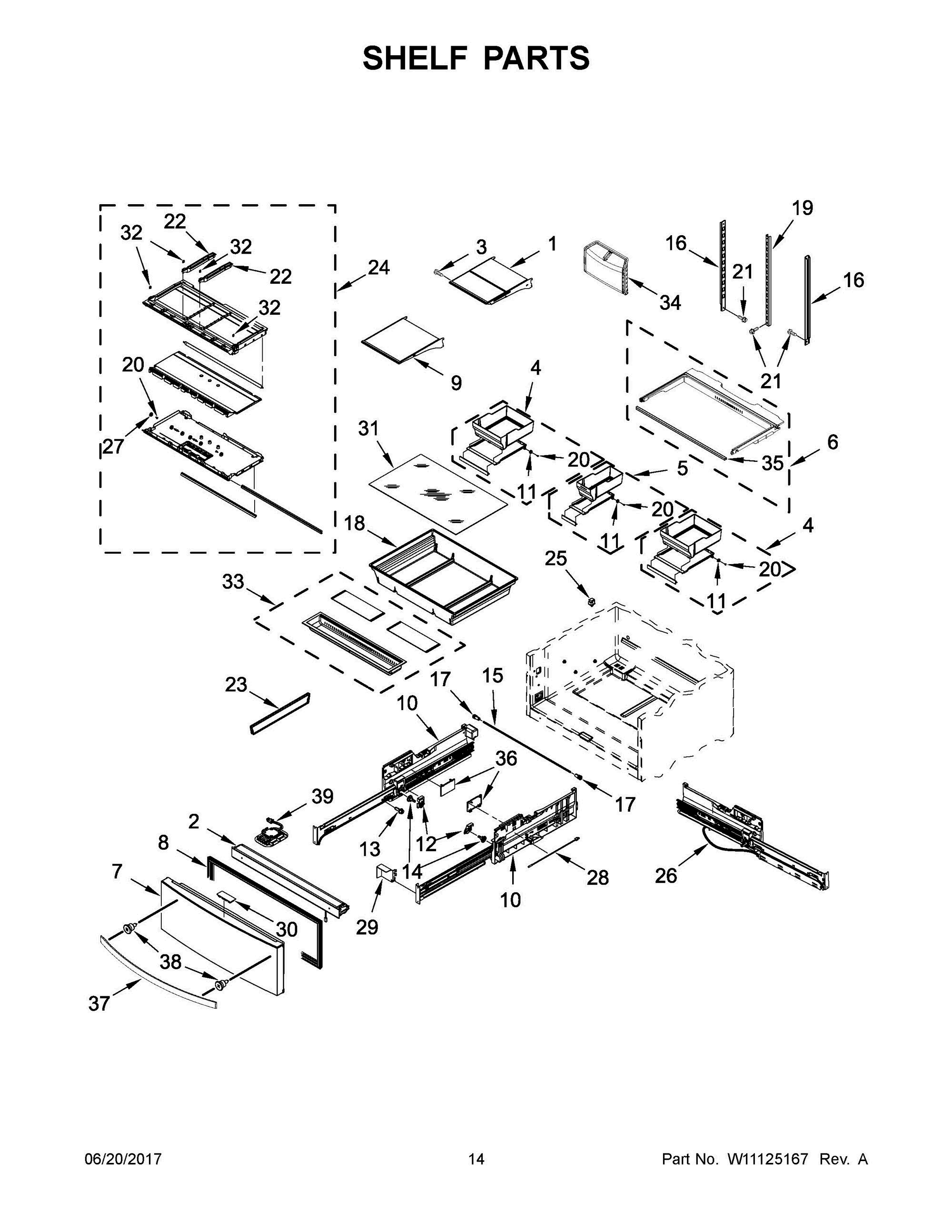 08 - SHELF PARTS Diagram and Parts List for WRX986SIHV00  Whirlpool Refrigerator