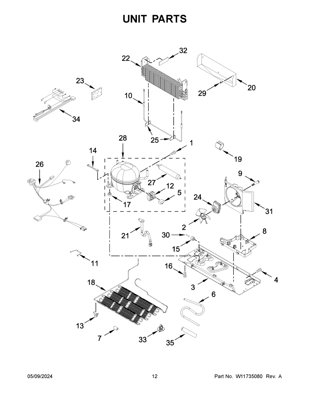 Unit Parts Diagram and Parts List for WRF555SDHB10  Whirlpool Refrigerator