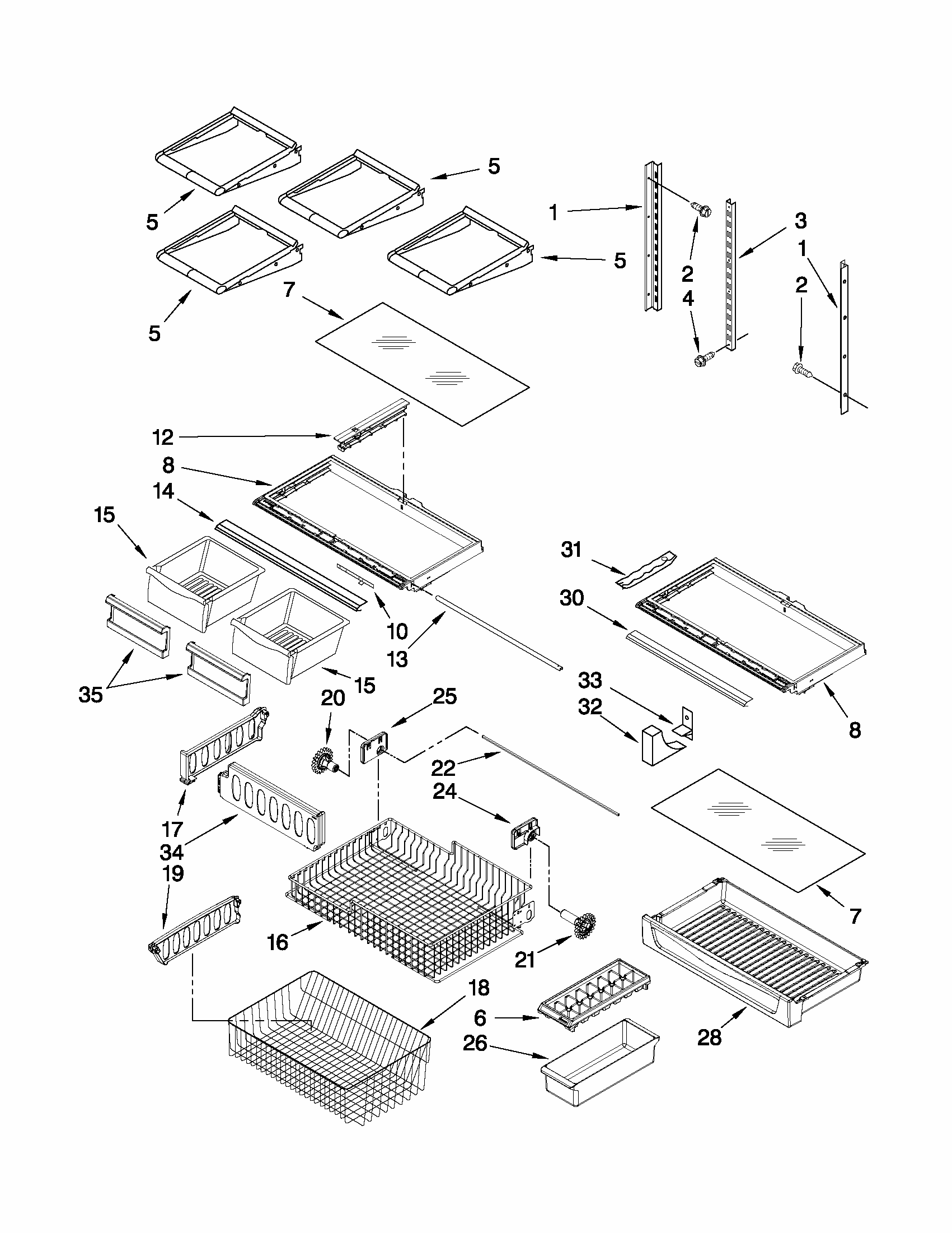 Shelf Parts Diagram and Parts List for 59669289012  Kenmore Refrigerator