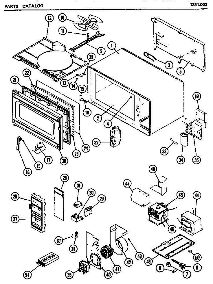 01 - Page 1 Diagram and Parts List for 1341002  Whirlpool Microwave