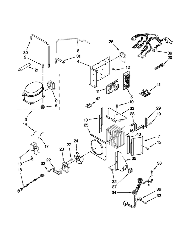 Upper Unit Parts Diagram and Parts List for KSSC36QTS07  KitchenAid Refrigerator