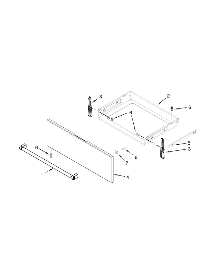 Drawer Parts Diagram and Parts List for KSEG700EBL0  KitchenAid Range