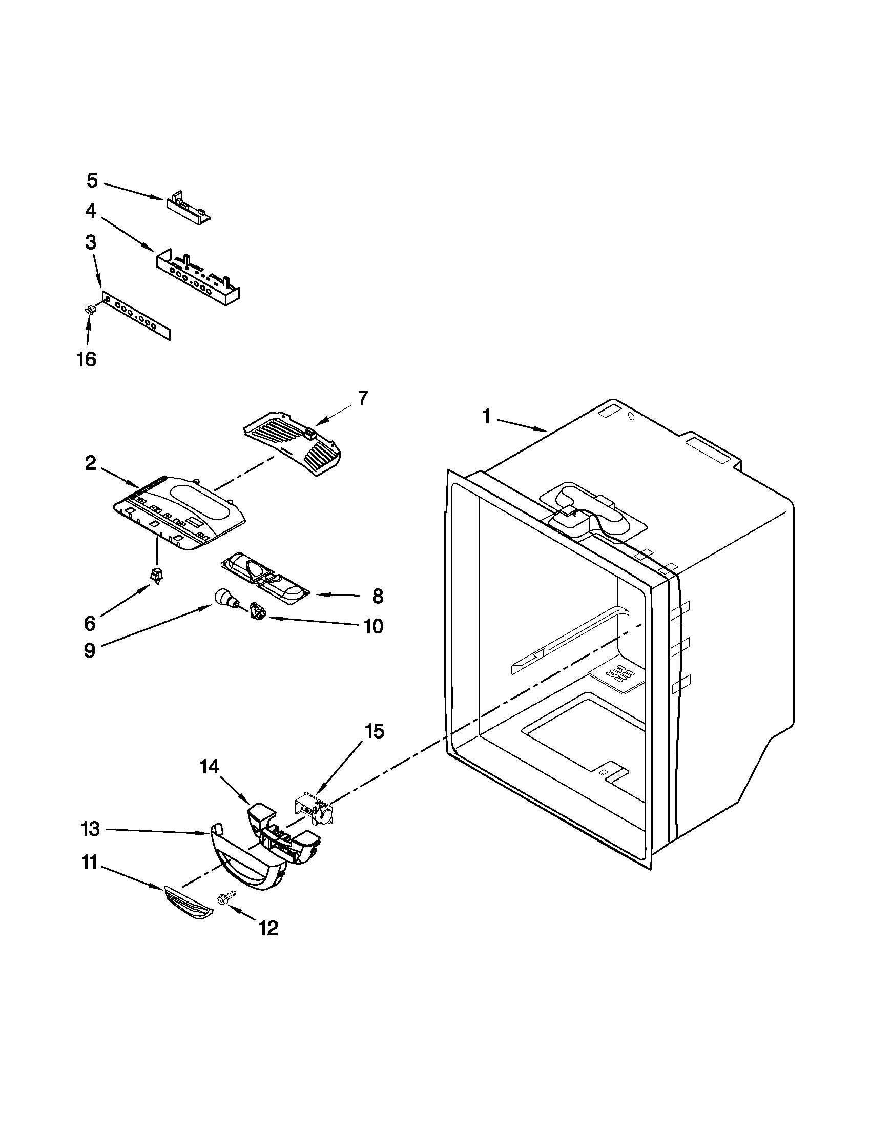 Refrigerator Liner Parts Diagram and Parts List for 59679523016  Kenmore Refrigerator