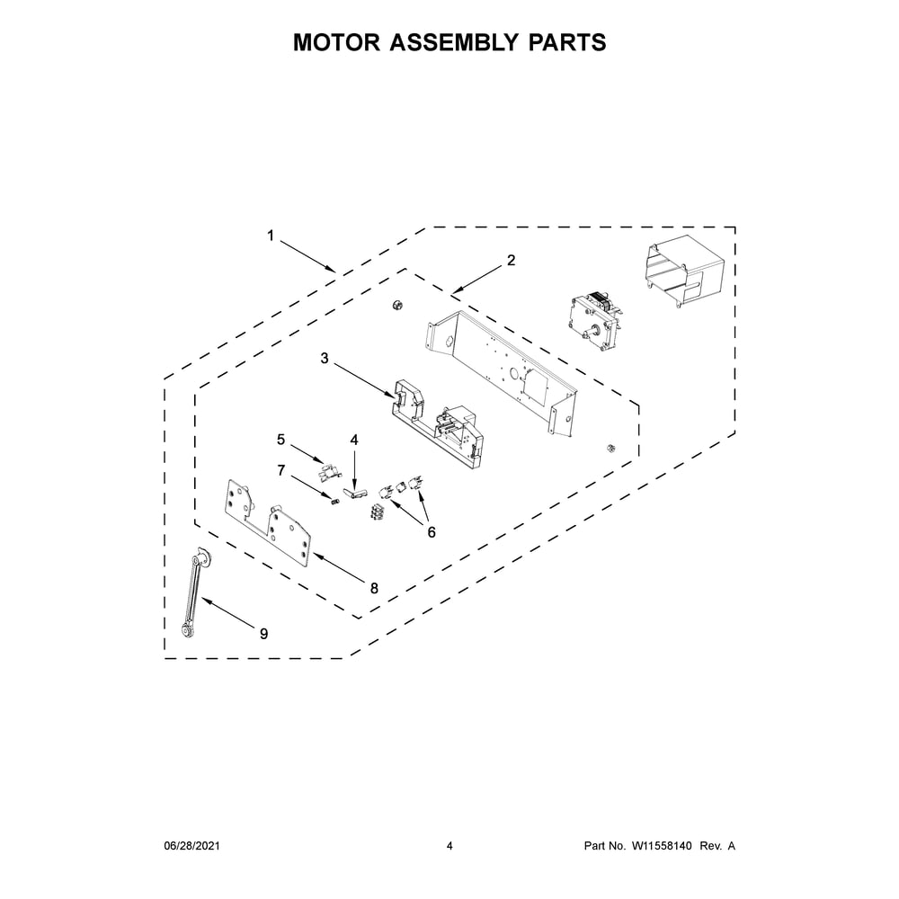 Motor Assembly Parts Diagram and Parts List for KXD4630YSS6  KitchenAid Range Hood
