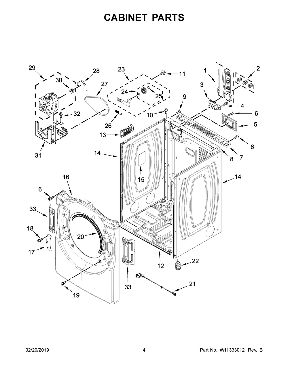 Cabinet Parts Diagram and Parts List for 7MWED6613HC0  Whirlpool Dryer