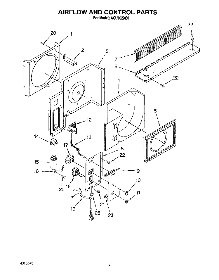 SECTION Diagram and Parts List for ACU102XE0  Whirlpool Air Conditioner