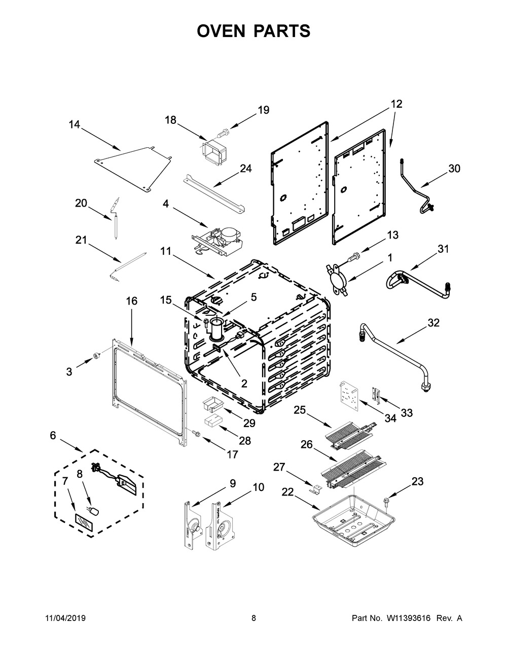 Oven Parts Diagram and Parts List for KFGC506JSS00  Whirlpool Range