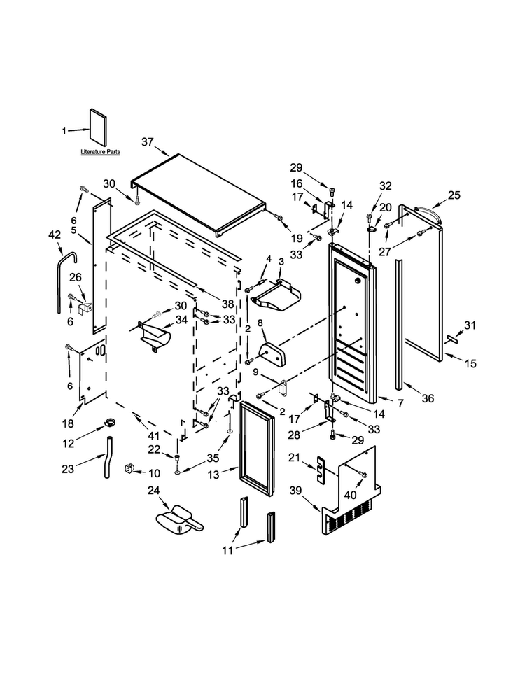 Cabinet, Door And Liner Parts Diagram and Parts List for KUIC15PHZS0  KitchenAid Ice Maker