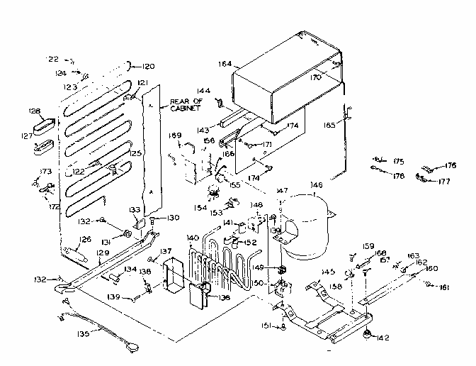 Refrigerator Unit Parts Diagram and Parts List for 106R12DL1  Kenmore Refrigerator
