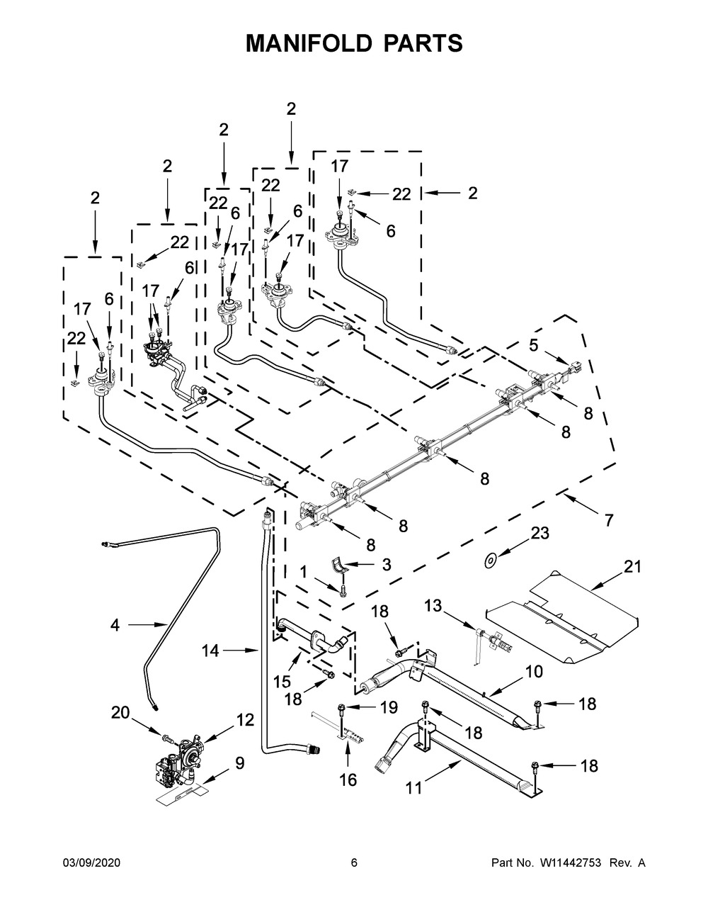 Manifold Parts Diagram and Parts List for KSGB900ESS4  Whirlpool Range