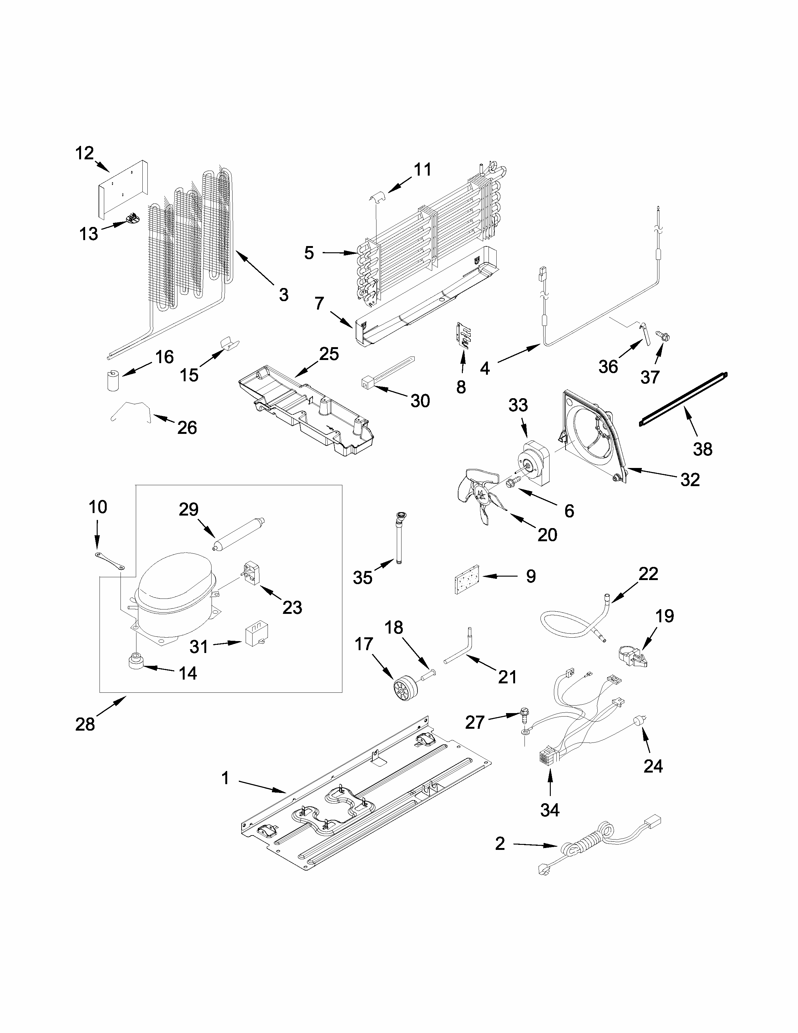 Unit Parts Diagram and Parts List for GARF19XXYK01  Whirlpool Refrigerator
