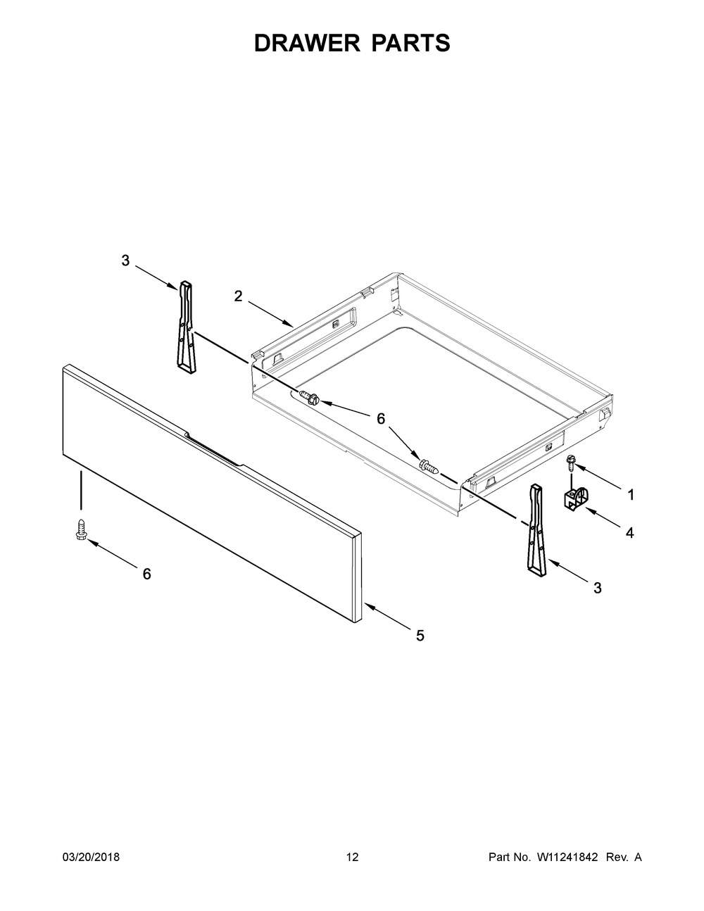 Drawer Parts Diagram and Parts List for WFG510S0HS0  Whirlpool Range