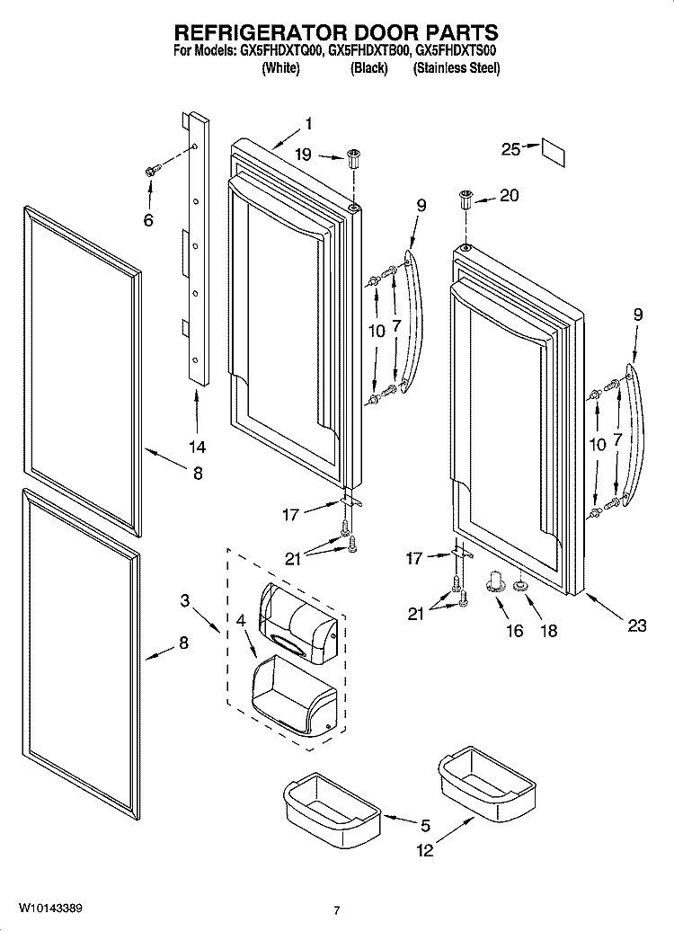 REFRIGERATOR DOOR PARTS Diagram and Parts List for GX5FHDXTB00  Whirlpool Refrigerator