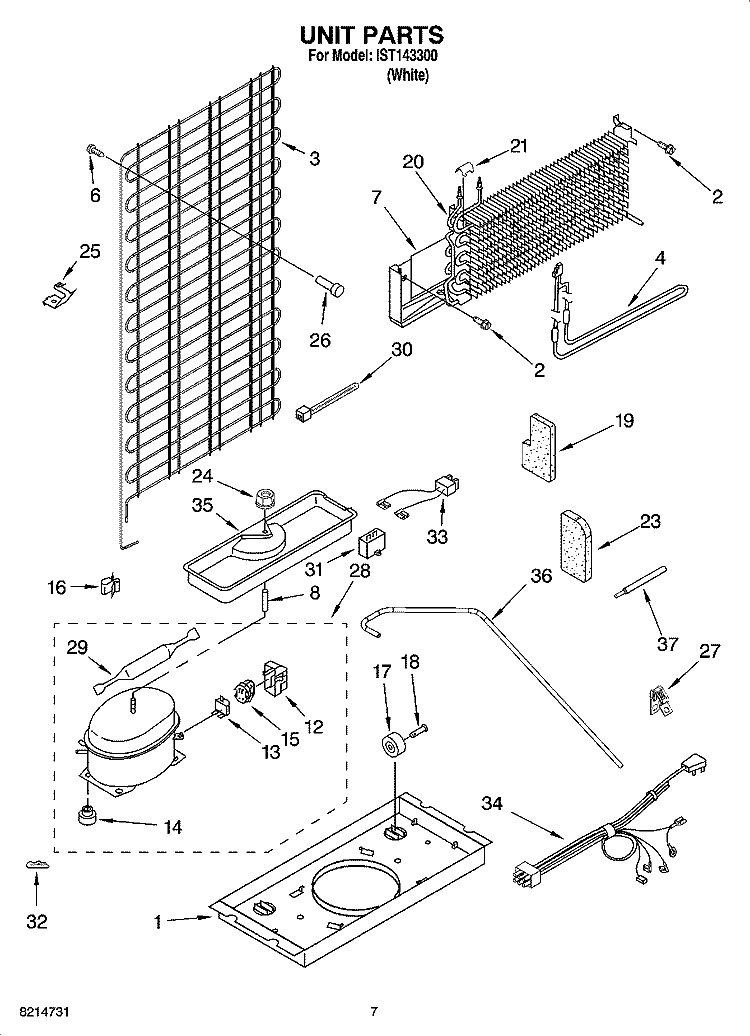 UNIT PARTS Diagram and Parts List for IST143300  Inglis Refrigerator