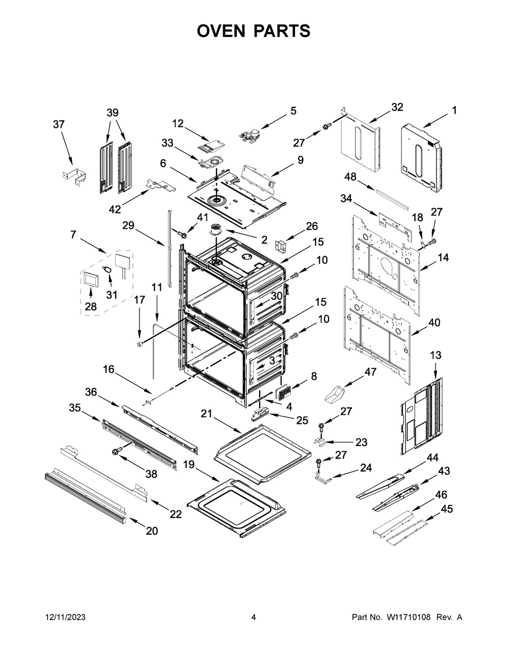 Oven Parts Diagram and Parts List for KODE300ESS21  KitchenAid Wall Oven