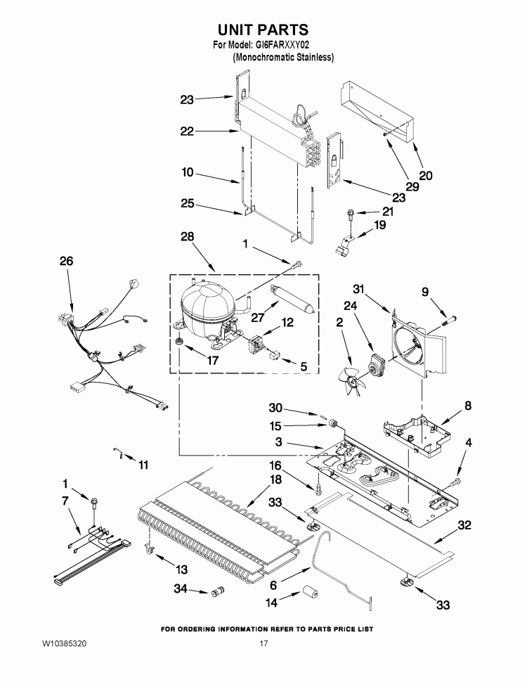UNIT PARTS Diagram and Parts List for GI6FARXXY02  Whirlpool Refrigerator