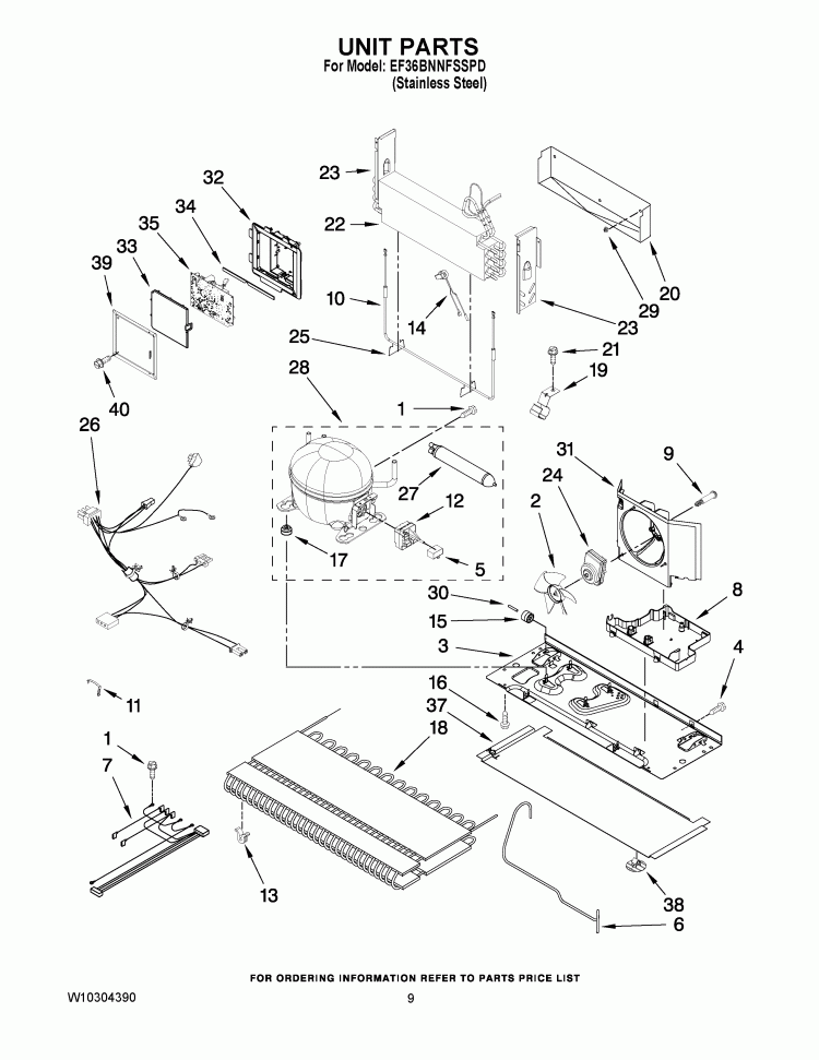 UNIT PARTS Diagram and Parts List for EF36BNNFSSPD  Whirlpool Refrigerator